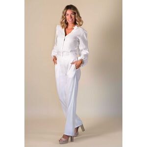 Angela Horton Women's Top Sz M Nantucket Blouse Ivory